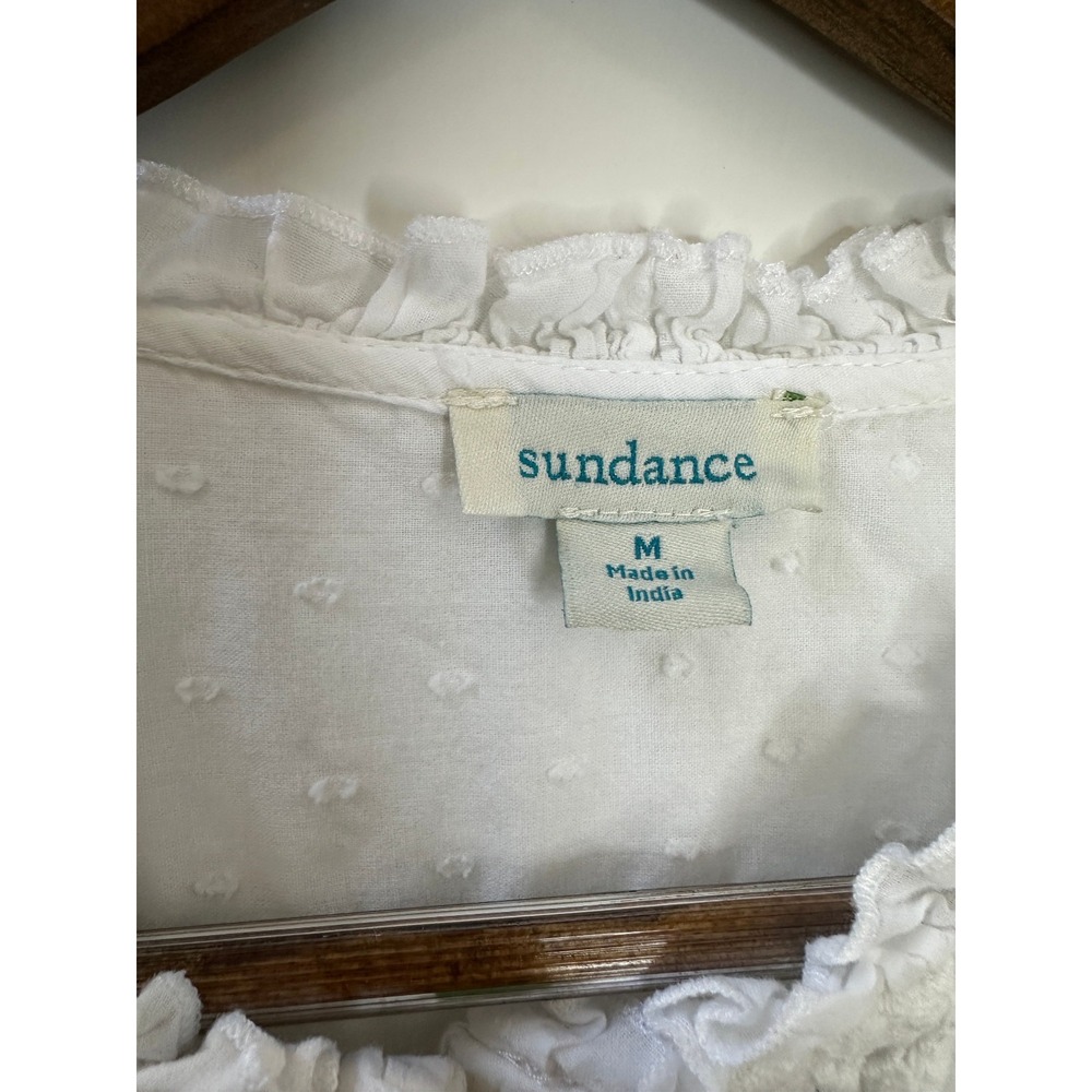 Sundance Embroidered Eyelet White Cotton Button Front Top Medium Intricat Floral - Picture 5 of 12